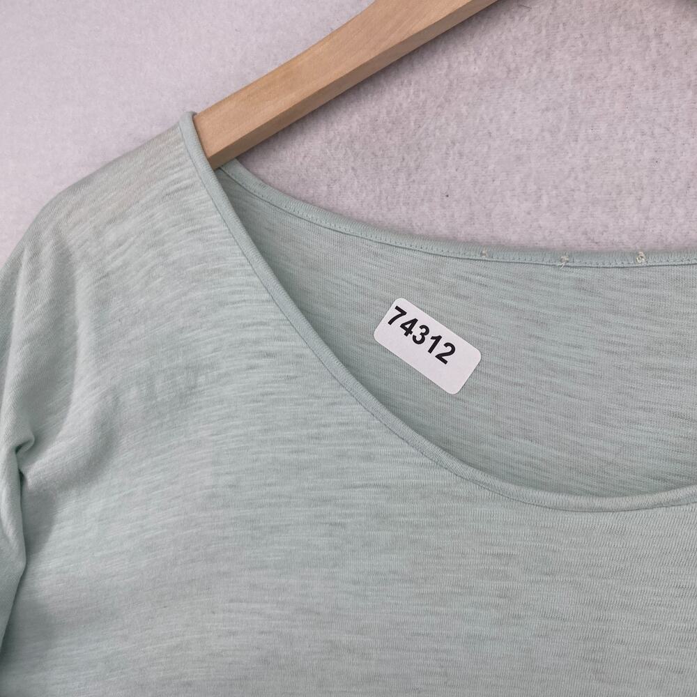 EILEEN FISHER Top M Slub Organic Cotton Jersey Scoop Neck Dolman Sleeve Green - Picture 11 of 11